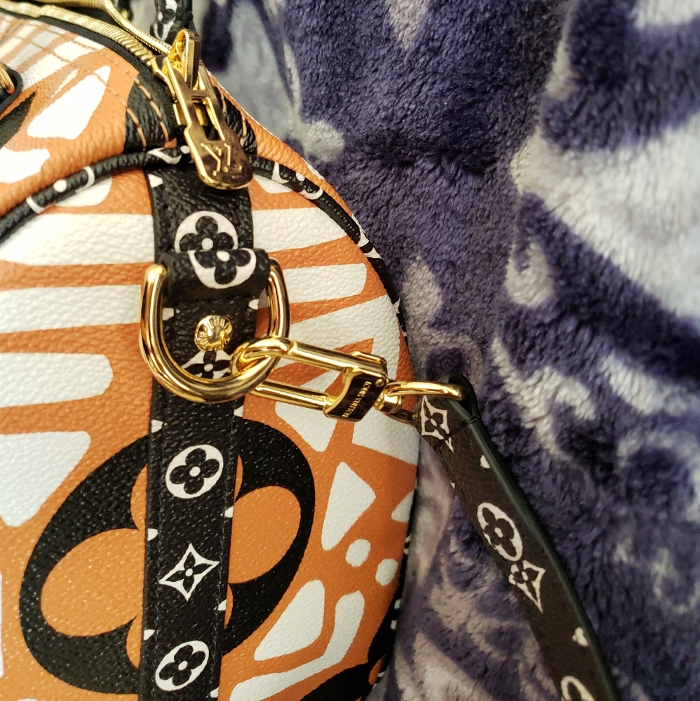 LOUIS VUITTON Crafty Speedy 25 Bandoulière Caramel Black Giant Monogram Bag New - Picture 9 of 17